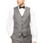 Jf J.ferrar Stretch Gray Sharkskin Vest Slim Fit