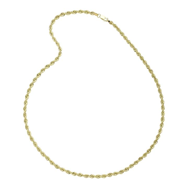 10k Yellow Gold 24 Hollow Rope Chain Necklace