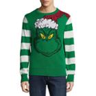 Novelty Season Crew Neck Long Sleeve Grinch Cotton Blend Pullover Sweater