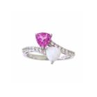 Womens Lab-created Opal & Pink And White Lab-created Sapphire Sterling Silver Cocktail Ring