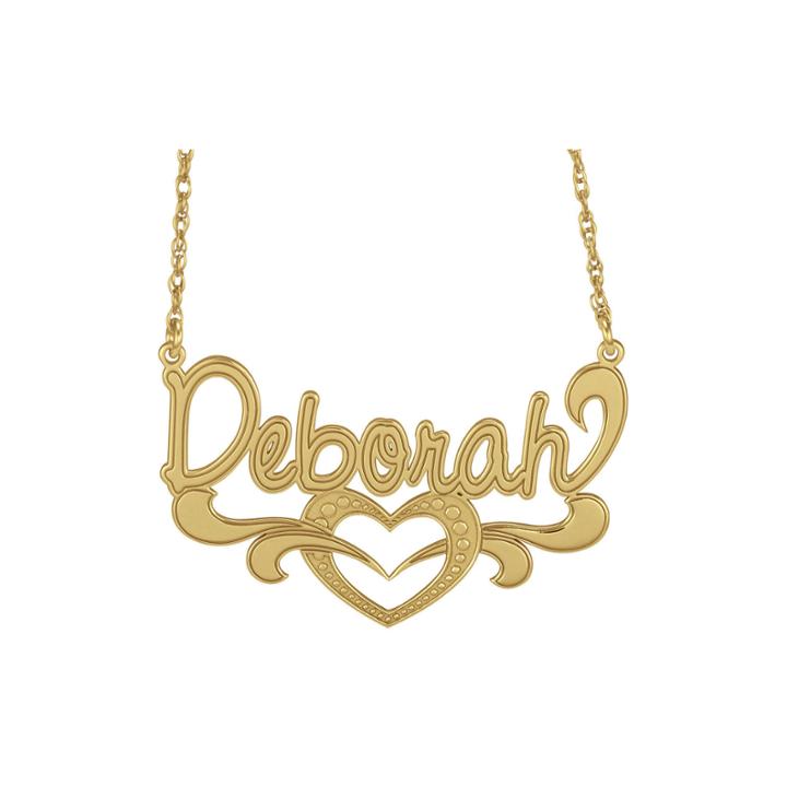 Personalized 14k Gold Over Silver Name Heart Pendant Necklace
