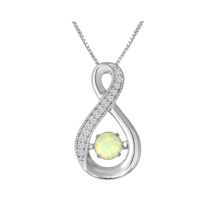 Love In Motion&trade; Lab-created Opal And White Sapphire Pendant In Sterling Silver