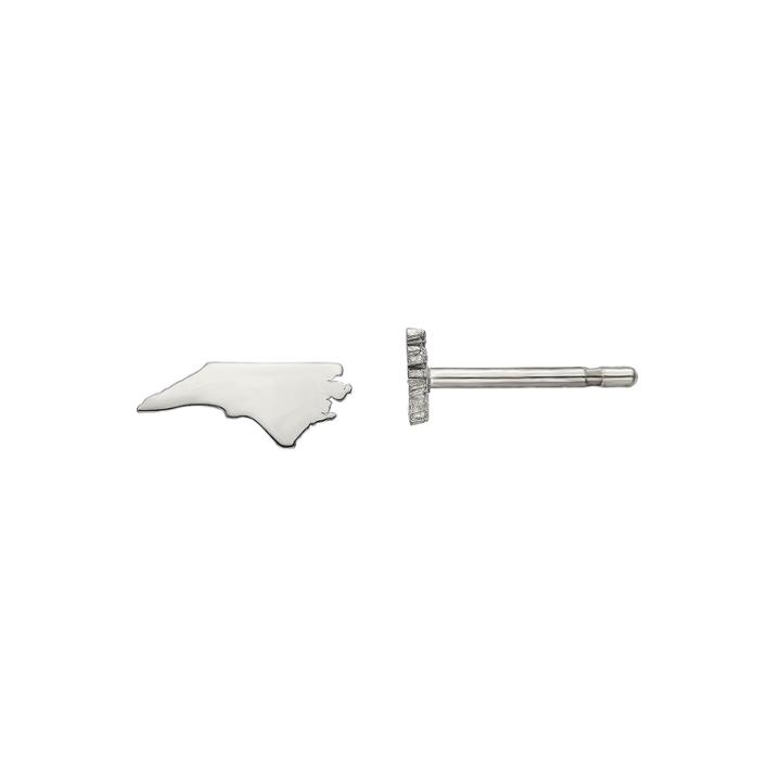 Personalized Sterling Silver North Carolina Stud Earrings