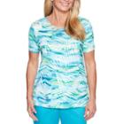 Alfred Dunner Scottsdale 3/4 Sleeve Crew Neck Leaf T-shirt-womens