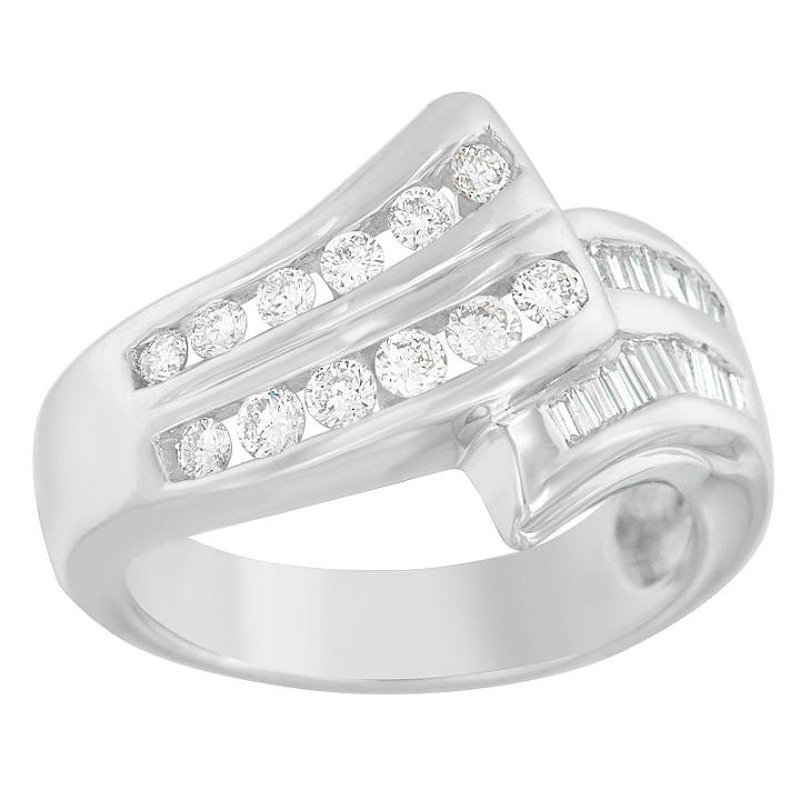 Womens 7/8 Ct. T.w. White Diamond 14k Gold Bypass Ring