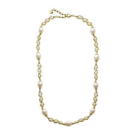 Cultured Freshwater Pearl 14k Gold Over Sterling Silver Brilliance Bead Necklace