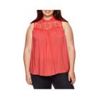 Arizona Sleeveless Lace High-neck Top - Juniors Plus
