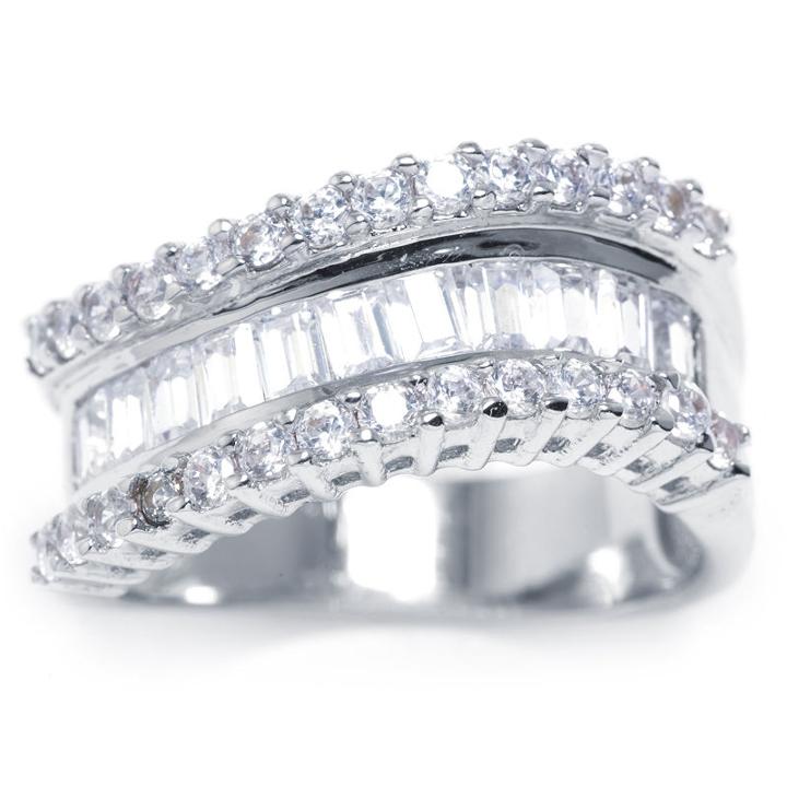 Sparkle Allure Womens Cubic Zirconia Silver Over Brass Band
