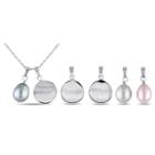 Cultured Freshwater Pearl Sterling Silver Pendant Necklace Set