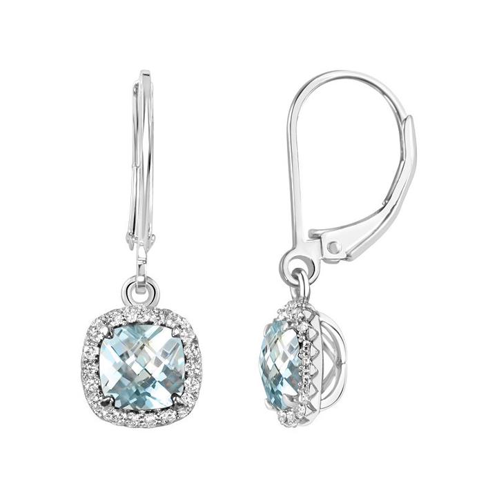 Genuine Blue Aquamarine Drop Earrings