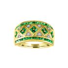 Womens Lab Created Green Emerald Gold Over Silver Cocktail Ring