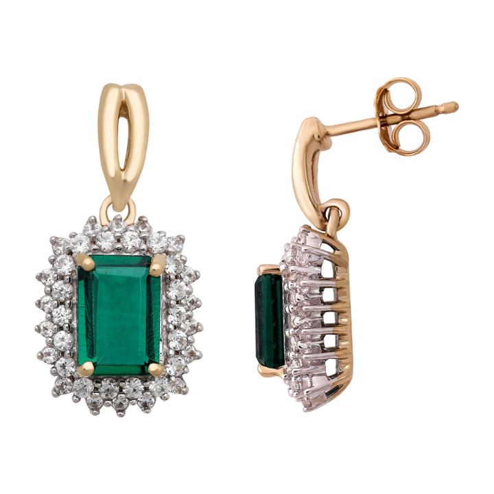 Lab Created Emerald 14k Gold Over Silver Stud Earrings
