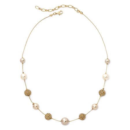 Vieste Simulated Pearl And Crystal Illusion Necklace