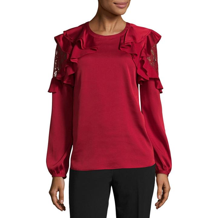 Worthington Lace Cold Shoulder Blouse - Tall
