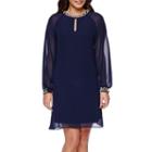 Sl Fashions Long-sleeve Pearl-trim Shift Dress