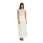R & M Richards Hankie Panel Lace Sleeveless Belted Evening Gown-petites