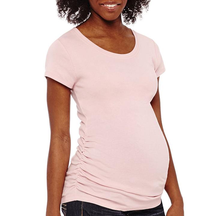 Planet Motherhood Short Sleeve Scoop Neck Ruched-side Tee