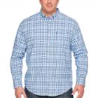 Izod Long Sleeve Plaid Oxford Woven Button-front Shirt-big And Tall