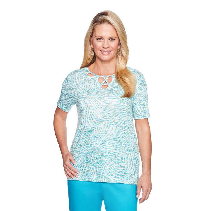 Alfred Dunner Scottsdale Short Sleeve Scoop Neck T-shirt-womens