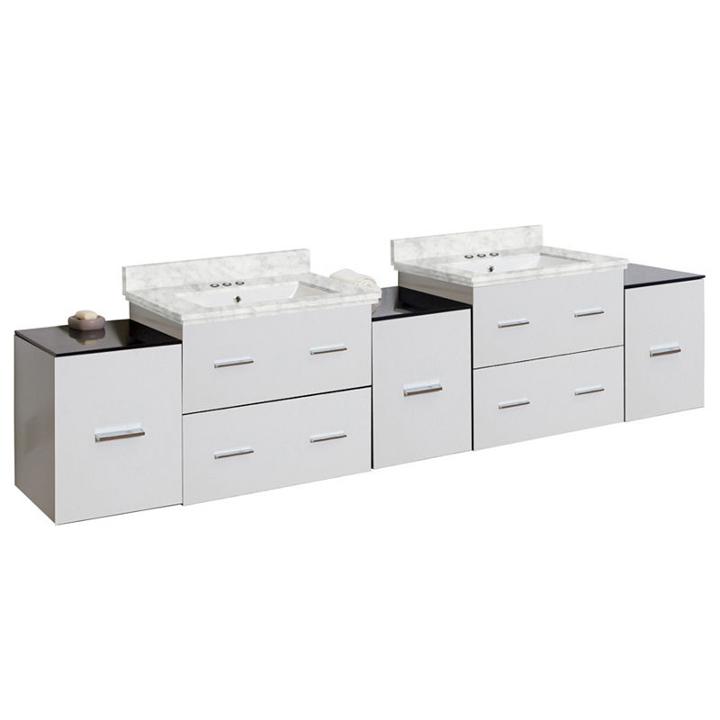 88.5-in. W Wall Mount White Vanity Set For 3h4-in. Drilling Bianca Carara Top White Um Sink