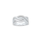 Womens Diamond Accent Genuine White Diamond Sterling Silver Crossover Ring