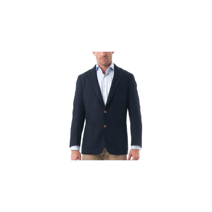 Men's Dark Navy Woolen Classic Fit Quilted Textured Blazer