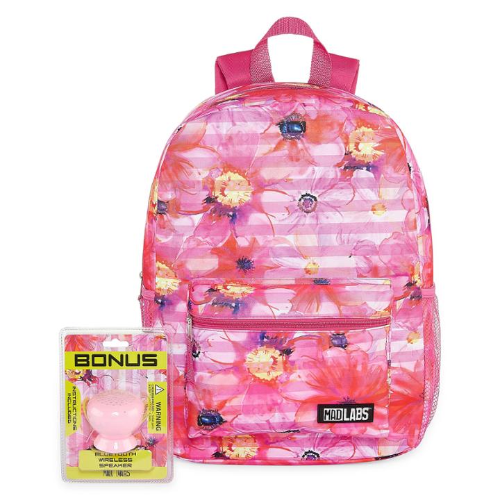 Floral Backpack With Bonus Speaker