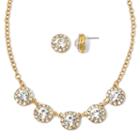 Monet Crystal-accent Gold-tone Necklace And Earring Set