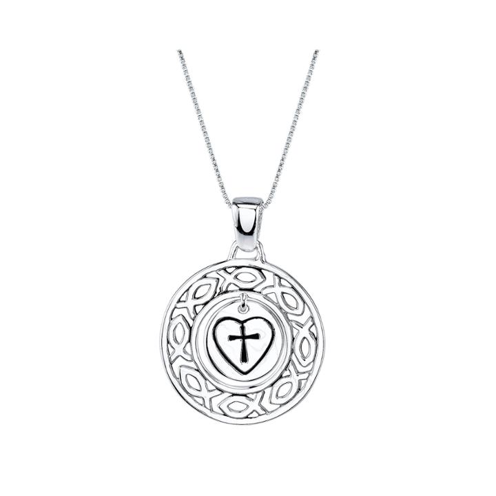 Inspired Moments&trade; Sterling Silver He Is Love Charm Pendant Necklace