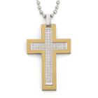 Mens Diamond Accent Steel Cross Pendant Necklace