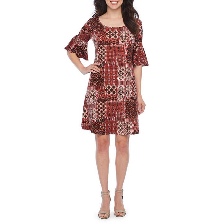 Ronni Nicole Elbow Sleeve Patchwork Shift Dress