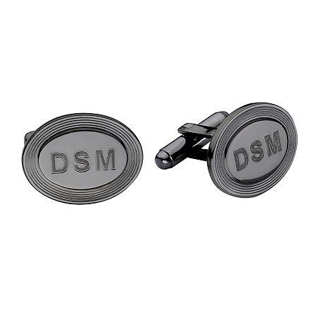 Personalized Oval 5-line Border Cuff Links