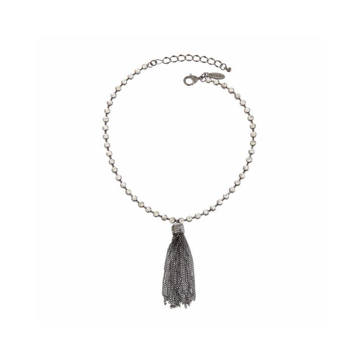 Natasha Crystal Gray Tassel Necklace