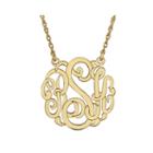 Personalized 14k Gold Over Sterling Silver 25mm Monogram Necklace