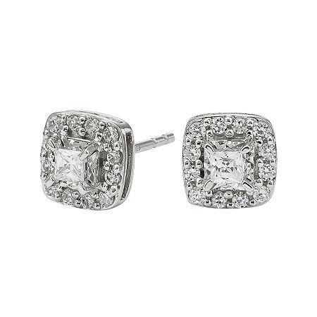 1/2 Ct. T.w. Diamond 10k White Gold Square Framed Stud Earrings