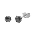 Black Cubic Zirconia 5mm Stainless Steel Stud Earrings