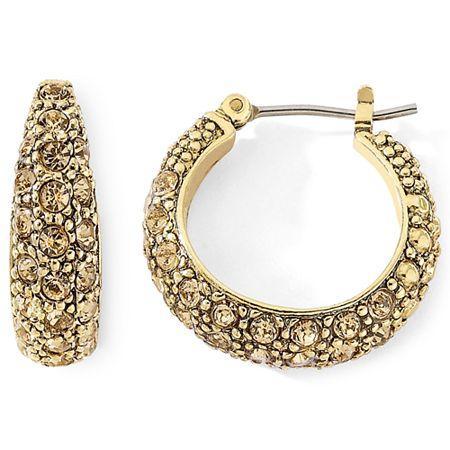 Monet Gold-tone Brown Pav Hoop Earrings