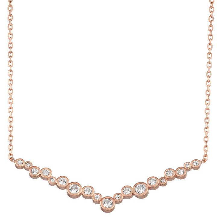 Womens Lab Created White Sapphire 14k Rose Gold Over Silver Pendant Necklace