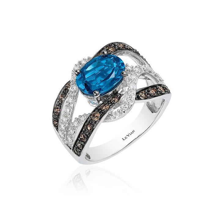 Levian Corp Le Vian Womens 5/8 Ct. T.w. Blue Topaz 14k Gold Cocktail Ring