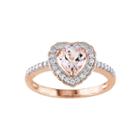 Genuine Morganite And Diamond 10k Rose Gold Heart Ring