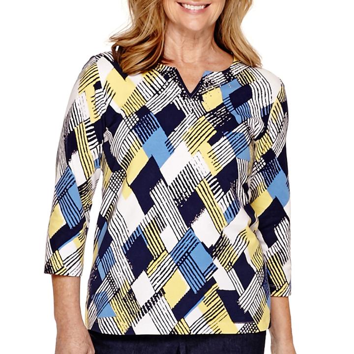 Alfred Dunner Sausalito 3/4-sleeve Print Top