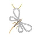 1/2 Ct. T.w. White & Champagne Diamond 10k White Gold Dragonfly Pendant Necklace