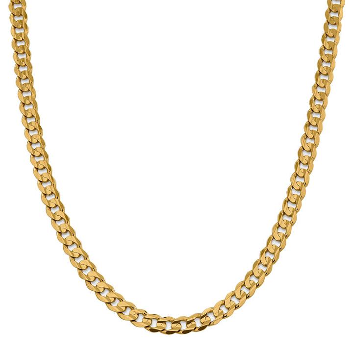 14k Gold Solid Curb 24 Inch Chain Necklace