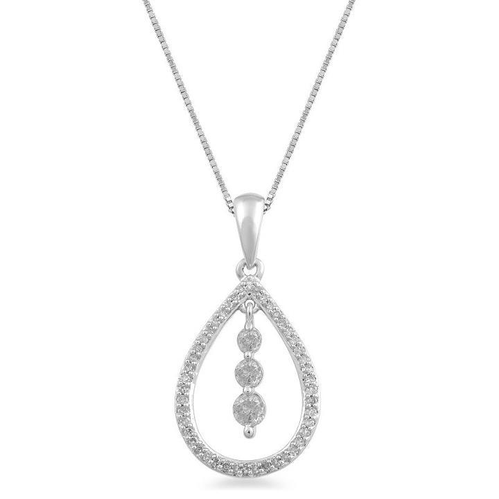 Womens 1/4 Ct. T.w. Genuine White Diamond 10k Gold Pendant Necklace