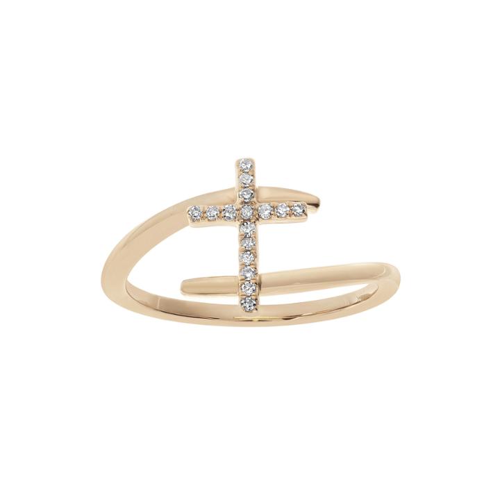 1/10 Ct. T.w. Diamond 10k Rose Gold Cross Bypass Ring