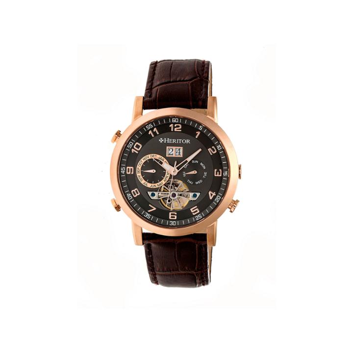 Heritor Edmond Mens Brown Strap Watch-herhr6205