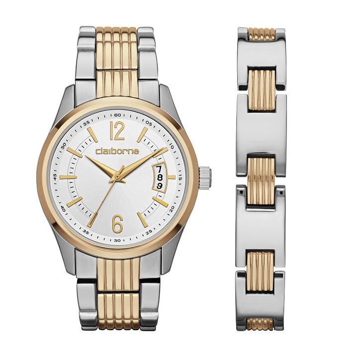 Liz Claiborne Mens Two Tone 2-pack Watch Boxed Set-clm9009