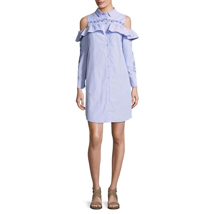 Weslee Rose Long Sleeve Embroidered Shift Dress