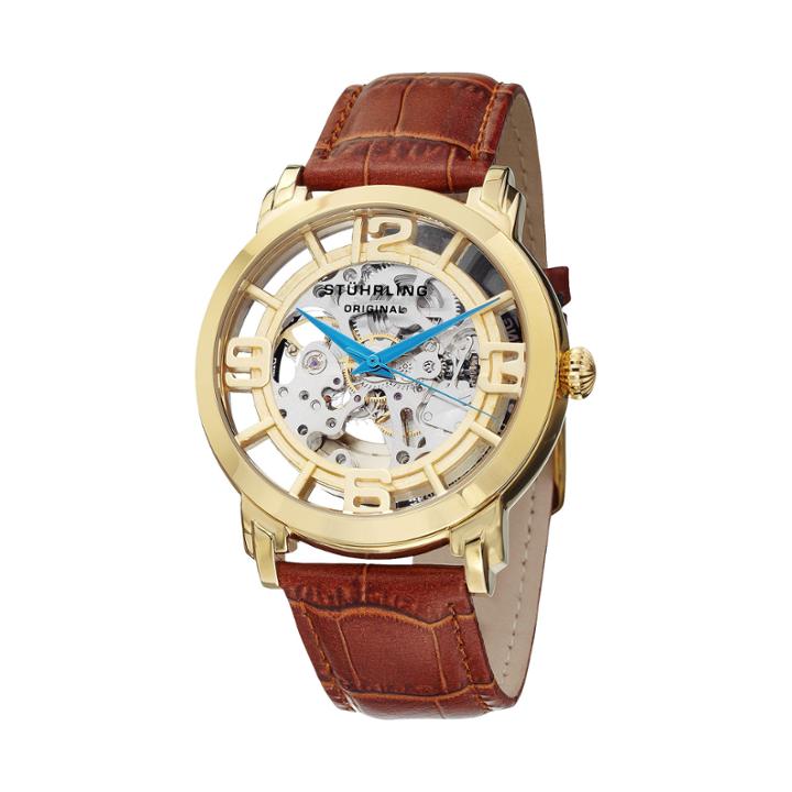Stuhrling Mens Brown Strap Watch-sp11335
