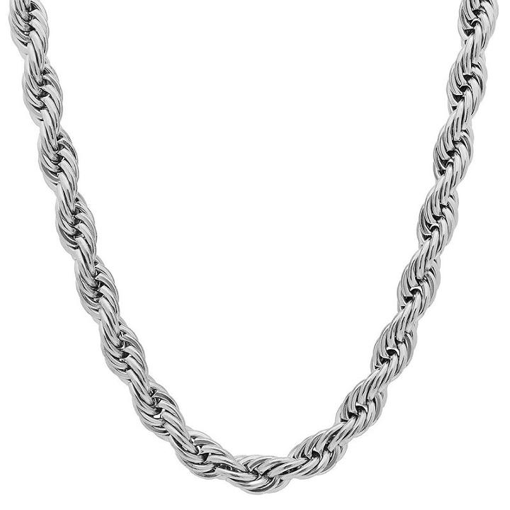 Steeltime Stainless Steel Solid Rope 30 Inch Chain Necklace